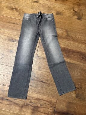 Boys Grey Washed Straight-Leg Jeans
